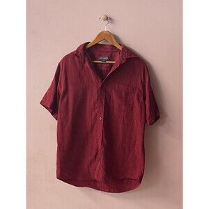 Covington Men’s Dark Red/Burgundy Grid Button Up Shirt Size M Good Condition